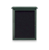 Outdoor "MINI" Message Center Cork Board 16" x 34" | with Left Hinged Single Door | Eco-Design, Recycled, Faux Wood Cabinet