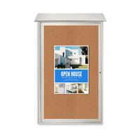 18" x 24" Outdoor Message Center Cork Board | LEFT Hinged - Single Door Information Board