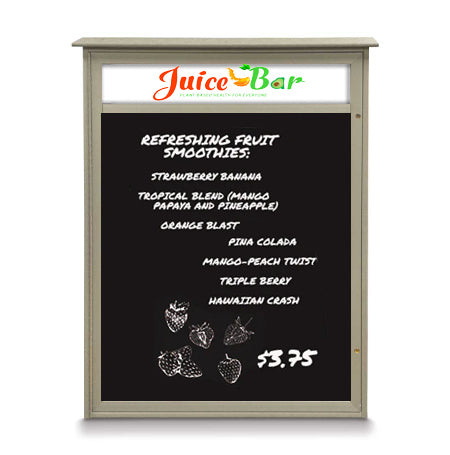 24" x 60" Outdoor Message Center - Magnetic Black Dry Erase Board with Header