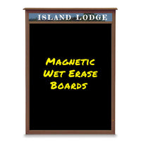 36" x 48" Outdoor Message Center - Magnetic Black Dry Erase Board with Header