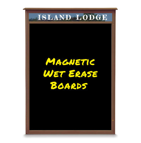 36" x 48" Outdoor Message Center - Magnetic Black Dry Erase Board with Header