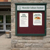 30" x 36" Viewable Area Outdoor Message Center Cork Board with Header | LEFT Hinged Single Door