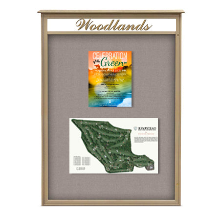 38x54 Outdoor Message Center Wall Mount Information Board with Header | Maintenance Free