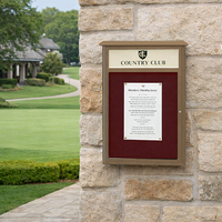 12" x 18" Viewable Area Outdoor Message Center Cork Board with Header | LEFT Hinged Single Door