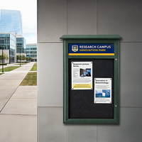 24" x 30" Viewable Area Outdoor Message Center Cork Board with Header | LEFT Hinged Single Door