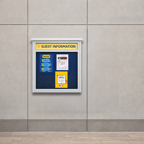 24" x 24" Outdoor Message Center Display Case with Corkboard and Your Personalized Message Header - Eco-Design Faux Wood Cabinet