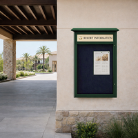 27" x 39" Viewable Area Outdoor Message Center Cork Board with Header | LEFT Hinged Single Door
