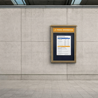 27" x 39" Viewable Area Outdoor Message Center Cork Board with Header | LEFT Hinged Single Door