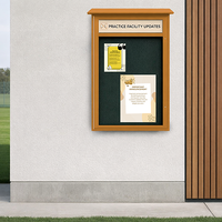 27" x 40" Viewable Area Outdoor Message Center Cork Board with Header | LEFT Hinged Single Door
