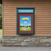 27" x 41" Viewable Area Outdoor Message Center Cork Board with Header | LEFT Hinged Single Door