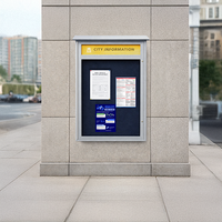 30" x 40" Viewable Area Outdoor Message Center Cork Board with Header | LEFT Hinged Single Door