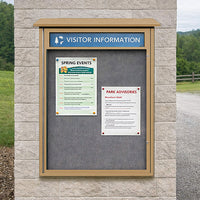 36" x 48" Outdoor Message Center  Display Case with Cork Board and Your Personalized Message Header - Eco-Design Faux Wood Cabinet