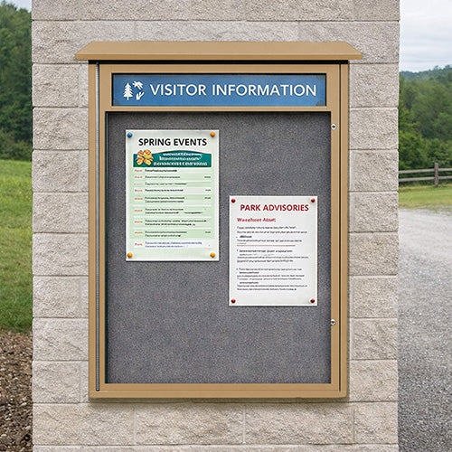36" x 48" Outdoor Message Center  Display Case with Cork Board and Your Personalized Message Header - Eco-Design Faux Wood Cabinet
