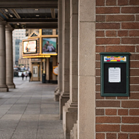 8.5" x 11" Viewable Area Outdoor Message Center Cork Board with Header | LEFT Hinged Single Door