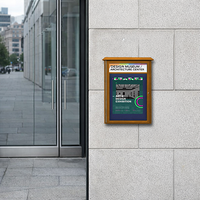 8.5" x 14" Viewable Area Outdoor Message Center Cork Board with Header | LEFT Hinged Single Door