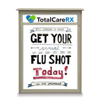 24" x 60" Outdoor Message Center - Magnetic White Dry Erase Board with Header