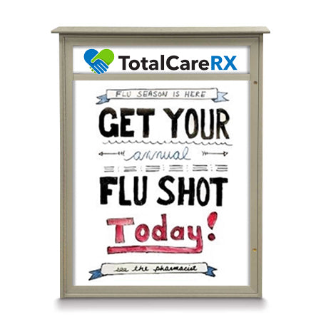 24" x 60" Outdoor Message Center - Magnetic White Dry Erase Board with Header