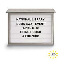 45" x 36" Enclosed Message Board Center with Reader Board with Backlit LEDs | Shown in Light Grey Finish