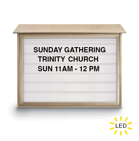 45" x 36" Enclosed Message Board Center with Reader Board with Backlit LEDs | Shown in Sand Finish