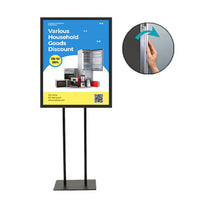 Double Pole Floor Stand 20x20 Sign Holder | Snap Frame 1 1/4" Wide