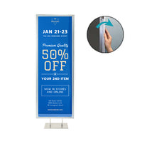 Double Pole Floor Stand 24x72 Sign Holder | Snap Frame 1 1/4" Wide