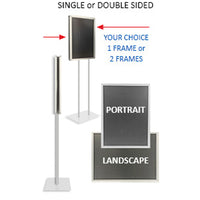 8.5x11 Double Pole Floor Stand Sign Holder | Snap Frame 1 1/4" Wide