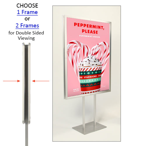 Double Pole Poster Floor Stand 36x60 Sign Holder with SECURITY SCREWS on Snap Frame 1 1/4" Wide