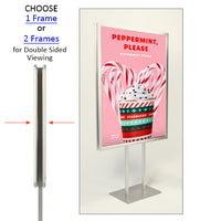 Double Pole Floor Stand 27x39 Sign Holder | Snap Frame 2 1/2" Wide