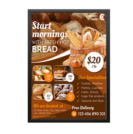 11x17  DEEP Snap Poster Frame with SwingSnap 1 1/4" Wide Aluminum Profile for Mounted Graphics on 1/8", 3/16" and 1/4" Thick Boards