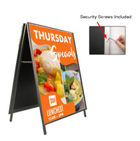 A-Frame 17x23 Sign Holder | with SECURITY SCREWS on Snap Frame 1 1/4" Wide