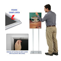 Double Pole Poster Floor Stand 17x23 Sign Holder with SECURITY SCREWS on Snap Frame 1 1/4" Wide