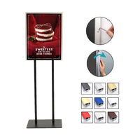 Double Pole Poster Floor Stand 27x39 Sign Holder with SECURITY SCREWS on Snap Frame 1 1/4" Wide