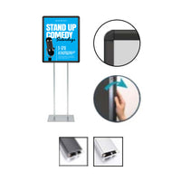 Double Pole Floor Stand 36x42  Sign Holder | Snap Frame (with Radius Corners)