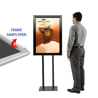 Double Pole Floor Stand 14x22 Sign Holder | Snap Frame 2 1/2" Wide