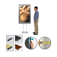 Double Pole Floor Stand 9x12 Sign Holder | Snap Frame 2 1/2" Wide