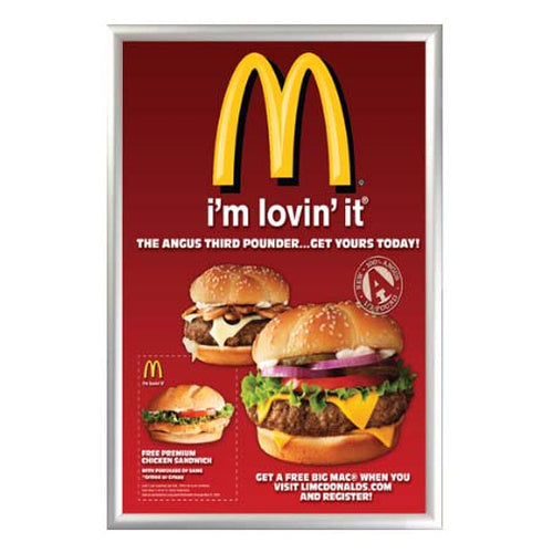 20x30 Euro-Style Security Snap Frame Poster Sign Holder | Silver Metal Frame Finish with Lever Tool