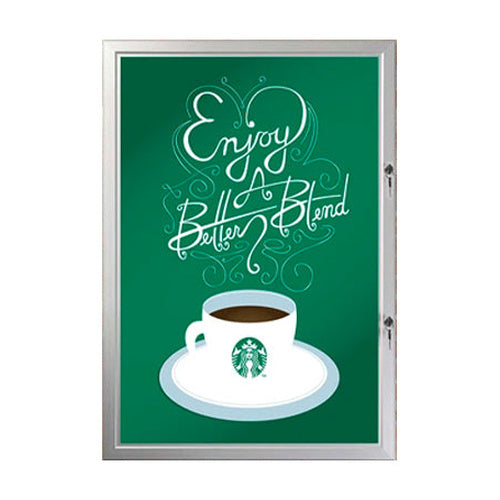 Waterproof, Outdoor Poster Display Frame 24x36 Front Lockable Silver Metal Display Case with Key Set