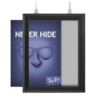 8.5x11 Slide-In Ceiling Mount Sign Holder 1" Wide | Mitered Black Frame Quick Ships