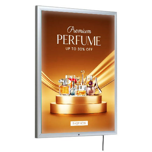 Outdoor 24x36 LED Light Box, Weatherproof Poster Snap Frame Locking with Silver Finish