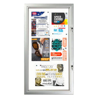 19 x 38 Weatherproof Lockable, Enclosed Magnetic Notice Board Displays Up to Six 8.5x11 Postings | Silver Display Frame Finish