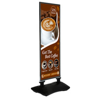 STREET-MASTER™ Slim Sidewalk Sign 22x60 Wind Stand with Slide-In Frame and Fillable Water Base | Shown in Black Finish