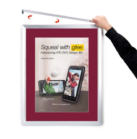 Designer Euro Style Slide In Picture Frame for Posters 11x14 + 3" Wide Matboard