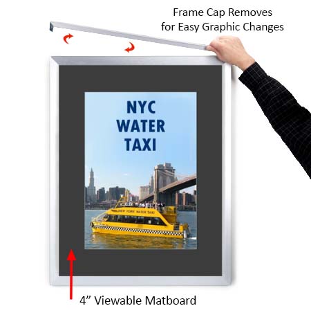 Designer Euro Style Slide In Picture Frame for Posters 11x17 + 4" Wide Matboard