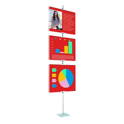 Slide-In Poster Display Floorstand SignHolder Square Base 96 Inches