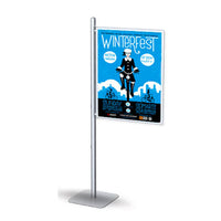 POSTO-STAND™ 8 Foot Sign Stand, Single Post with Adjustable 24x36 Slide-In Offset Frame | Steel Base