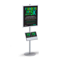 POSTO-STAND™ 8 Foot Poster Sign Stand 24x36 | Adjustable Slide-in Frame + Optional Brochure Holder