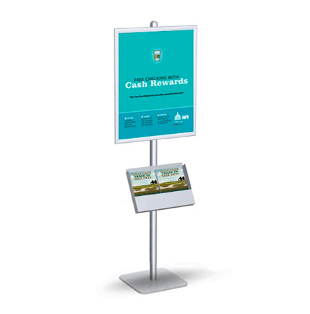 POSTO-STAND™ 6 Foot Pole with Adjustable 22x28 Poster Snap Frame and Optional Catalog Holders