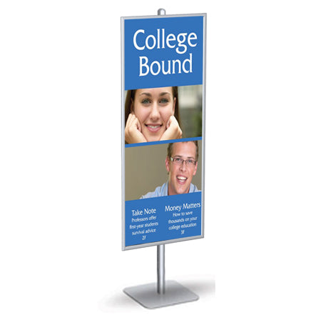 Tall POSTO-STAND™ Single Pole 22x56 Snap Frame | Single-Sided Poster Sign Holder Floor Stand