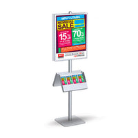 POSTO-STAND™ Sign Stand with Double-Sided 22x28 Snap Frames - Slotted Single Post for Sign and Literature Holder Adjustments