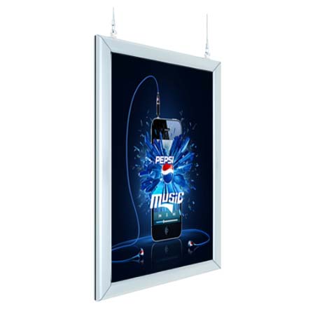 Lightweight Aluminum Ceiling Mount Rounded Edge Frame - with One or Two-Sided Hanging Poster Displays 24 x 36